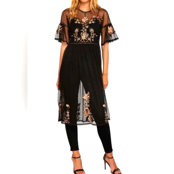 Willow and Clay Embroidered Two Piece Sheer Dress/Tunic XS - Picture 1 of 11